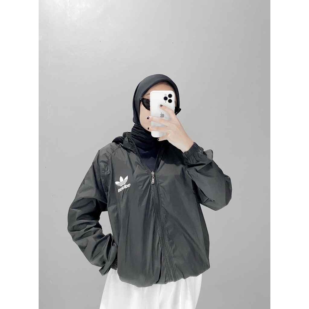 cod jaket lari pria parasut wanita jumbo olahraga joging running dan sauna tidak transparan