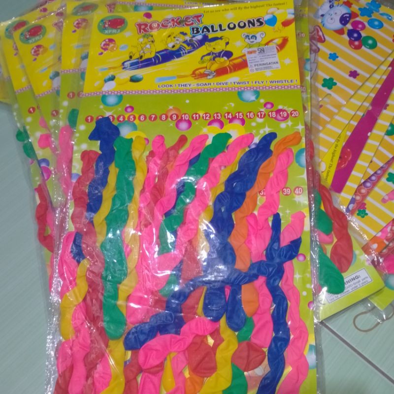 1 lembar isi 40 pcs balon rocket/balon uril