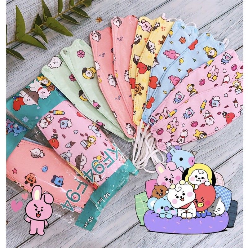 Masker KF94 Kids Motif BTS KF94 BT21 / Masker KF94 Karakter Anak Motif BT21 / kf94 anak / farashop