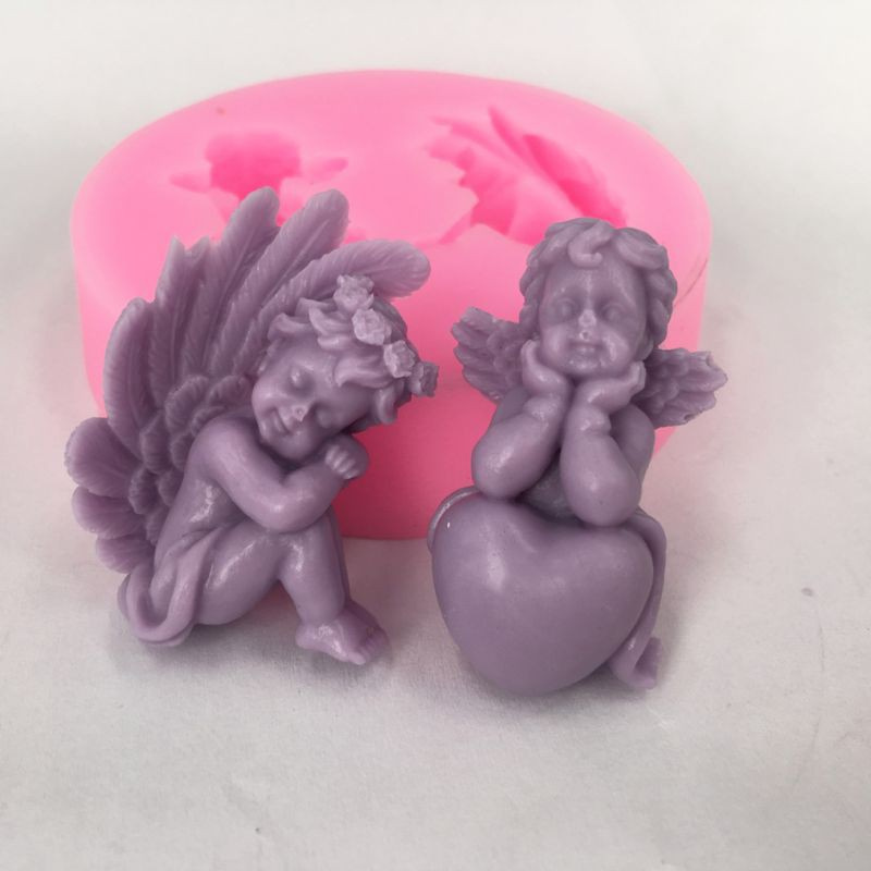 Glitter Cute Baby Angel Wings Love Heart Prayer Pendant Keychain Silicone Resin Mold Epoxy Resin DIYJewelry Making Tools