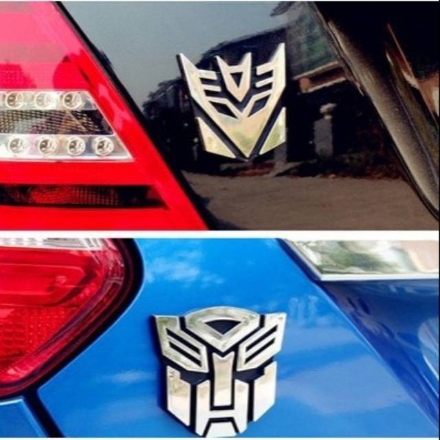 Transformer emblem chrome stiker sticker mobil motor dll autobots decepticons autobot decepticon