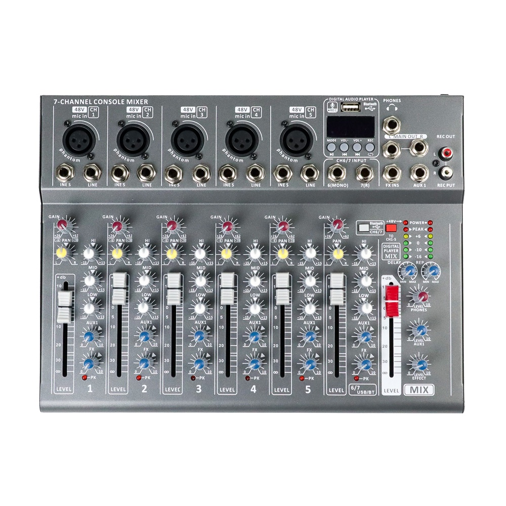 LEORY Professional Live Audio Mixer Karaoke DJ 7 Channel - L7