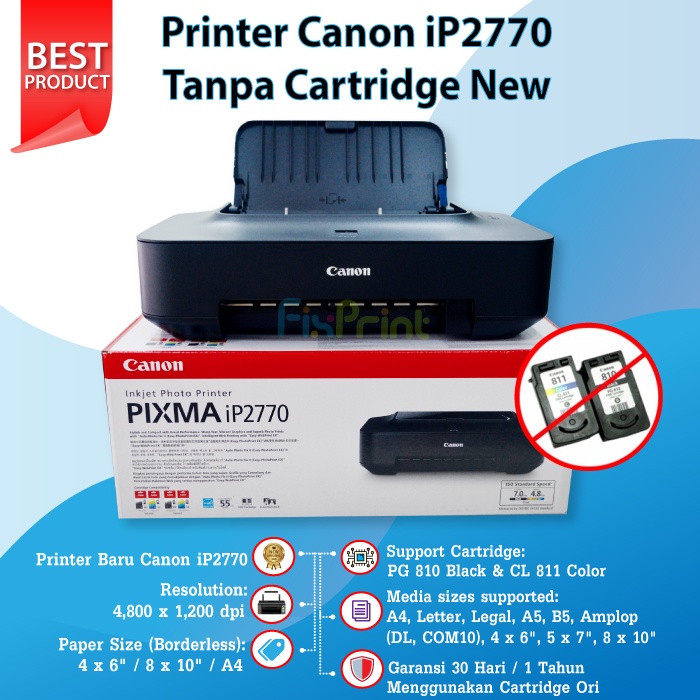 Printer New Canon Pixma iP2770 iP 2770 IP-2770 Plus Cartridge Original PG810 Black CL811 Color