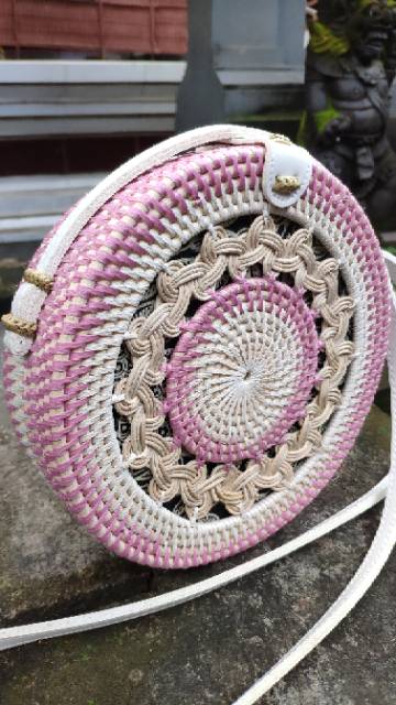 Tas Wanita Rotan Gendis Pink 20cm