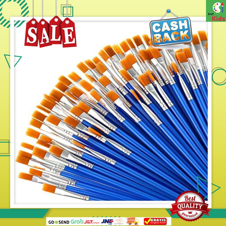 

KUAS LUKIS FLAT MURAH KUALITAS TERBAIK RAMBUT NILON LEMBUT BRUSH PAINT