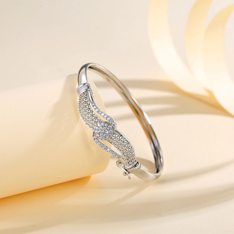 Gelang tangan bangle titanium wanita kombinasi perak anti luntur