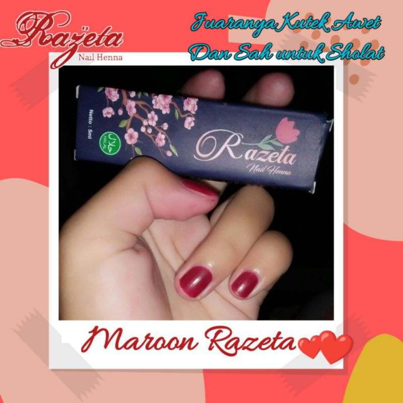 (MASTER STOKIS) PROMO RAZETA NAIL HENNA- HALAL - AWET 3 bulan - No luntur luntur