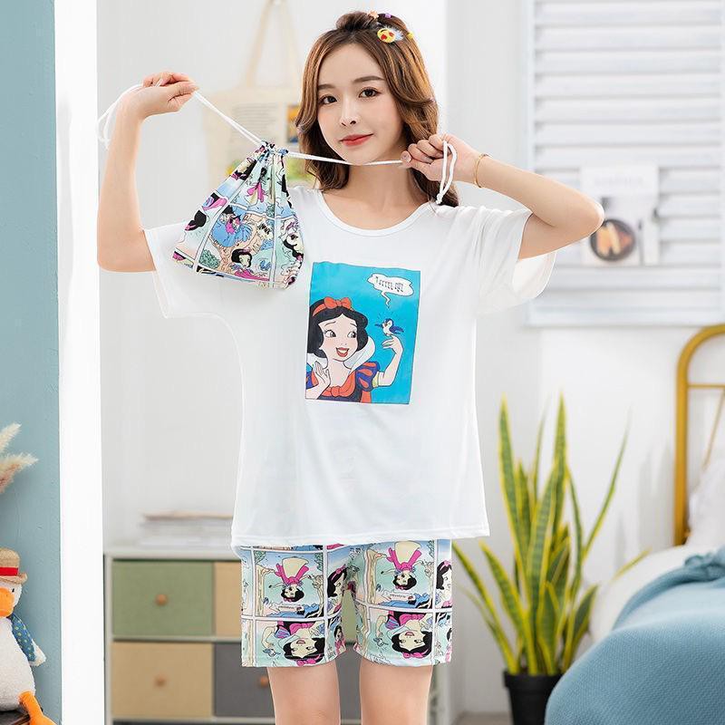 BAJU TIDUR WANITA SHORT SNOW WHITE SET