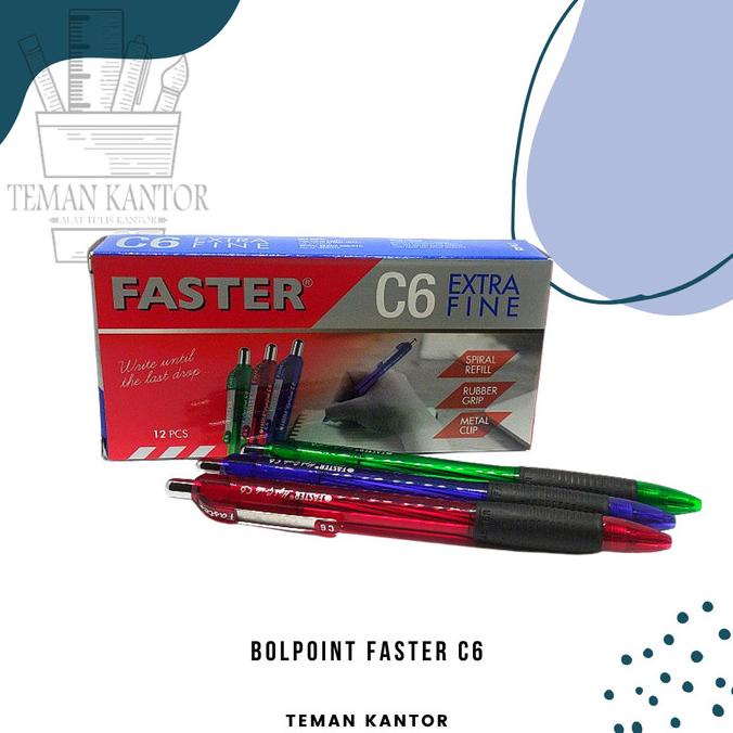 

:0:0:0] Ball Point Retractable C6 Hitam / bolpen FASTER (12 Buah)