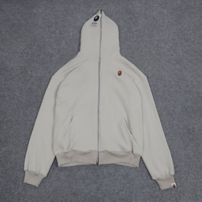 SWEATER HOODIE ZIPPER BAPE LOGO HEAD CREAM AUTHENTIC (BESTSELLER)