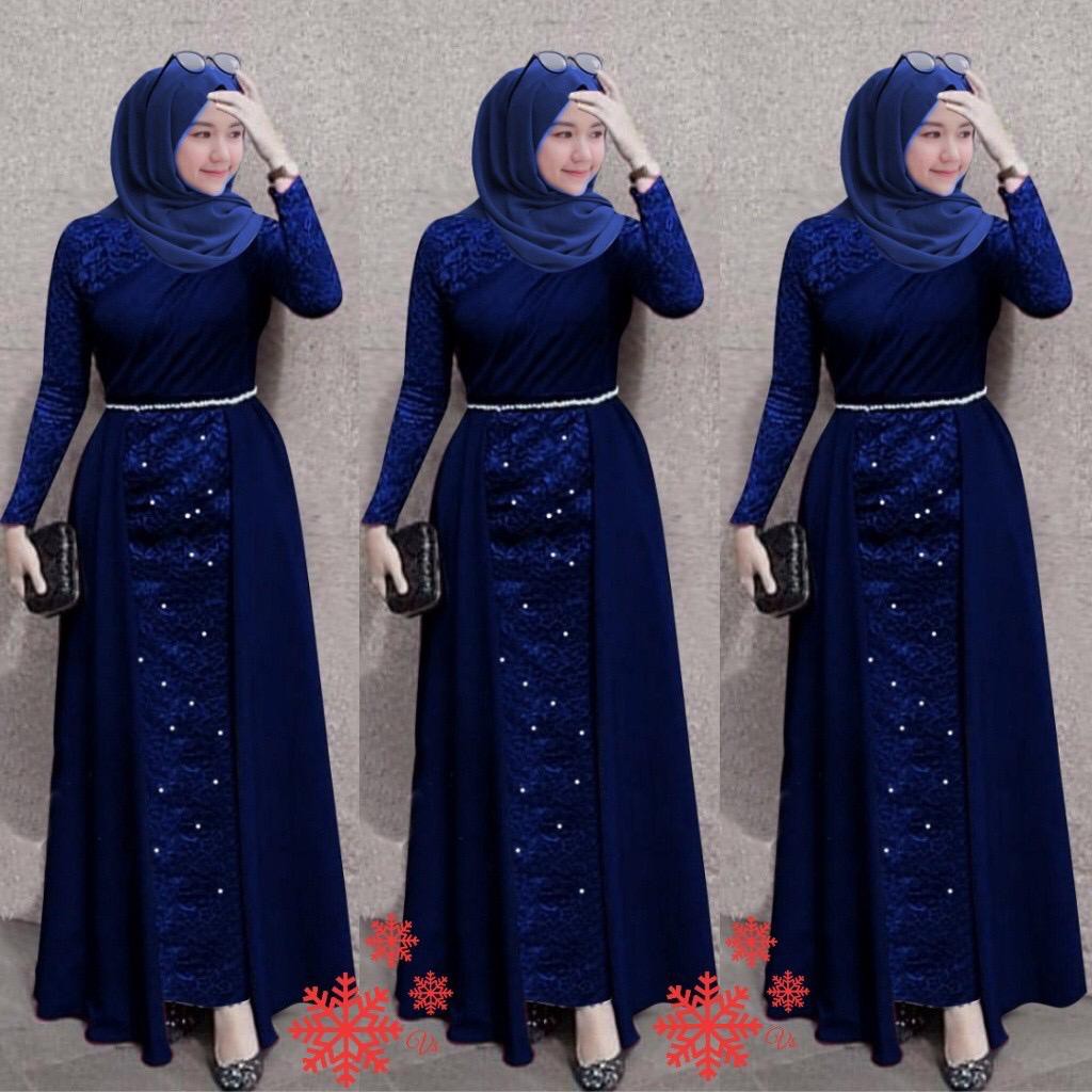 Lakshana Gamis Terbaru Brukat Maxi Dress Pesta Remaja Dewasa Wanita Muslim - Size Jumbo M L XL XXL