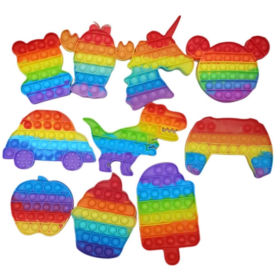 New Fidget Push Pop Its Mainan Anak Toys Bubble Kids Mainan Popit Murah Rainbow Pop it PASTEL-POPIT RGB RNDOM 12CM