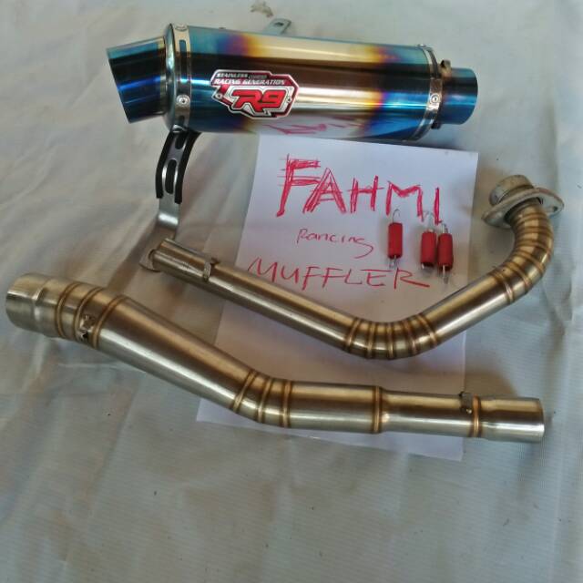 KNALPOT R9 LEHER FULL CACING VIXION R15 CB150R TIGER MEGAPRO SATRIA FU MX NEW&OLD HONDA SONIC DLL