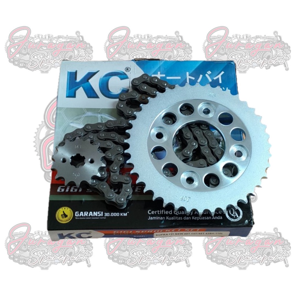 Gir Gear Paket Set + Rantai Supra Fit New Supra X 125 Revo Lama 43T 45T Merk KC