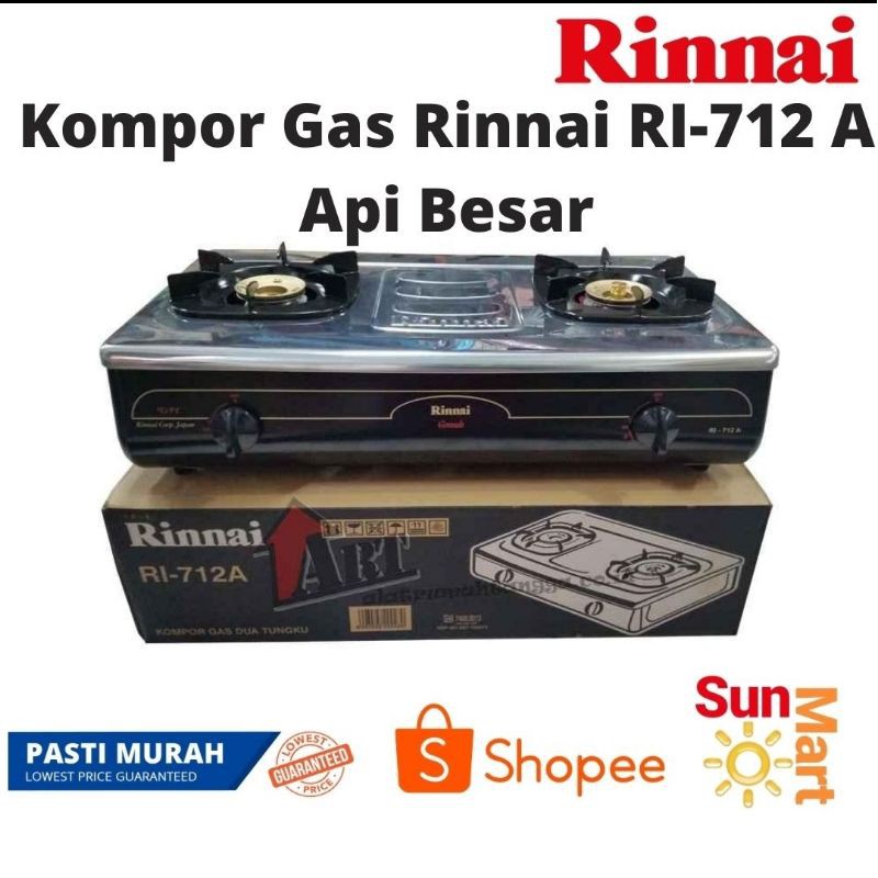 Promo!! Kompor Gas Rinnai 712 A api besar stainless steel