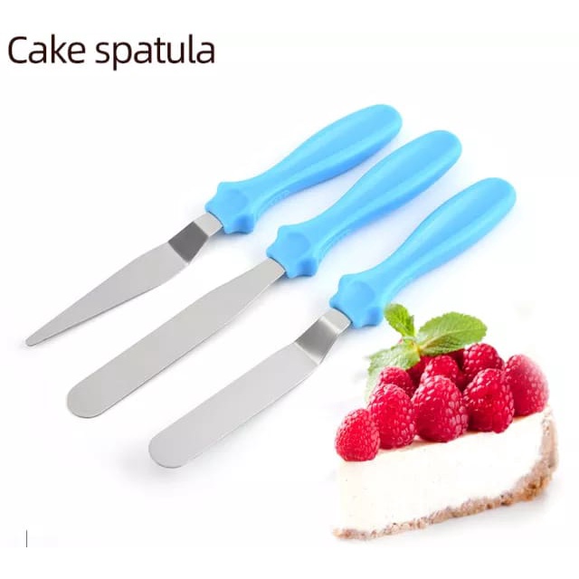 Spatula Butter Cream Satu Set 3 in 1 Icing Cake Stainless Steel Spatula Stainless Butter Cream 3 in 1