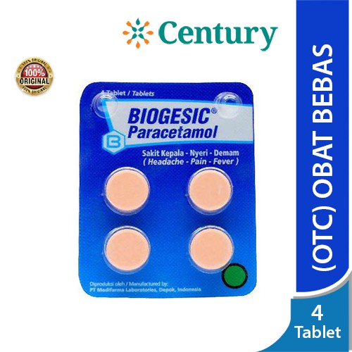 Biogesic 500mg 4 Tablet Demam  Sakit  Kepala  Nyeri  