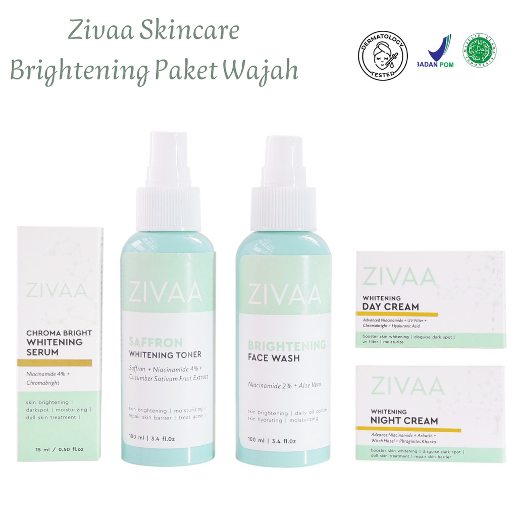 Zivaa Skincare Brightening Paket Wajah &amp; Serum