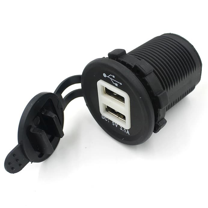 Motorcycle USB Charger 2 Port - Black
