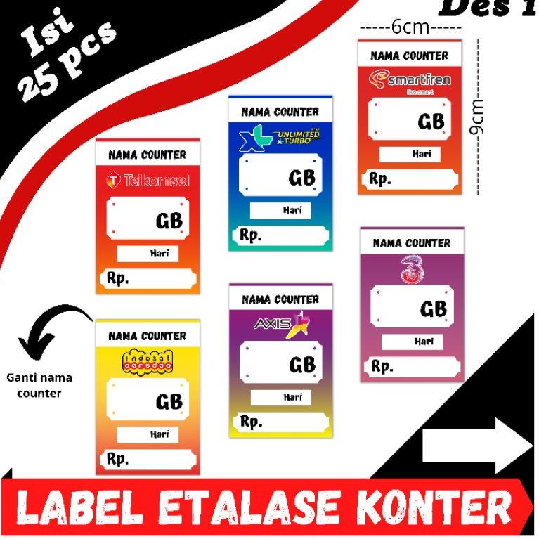 

@Terlaris / 1PAKET ISI 25PCS LABEL KUOTA HARGA / GB KOSONG INDOSAT TRI XL AXIS SMARTFREN TELKOMSEL MEMPERCANTIK ETALASE KONTERF.n.Y Jualcepat