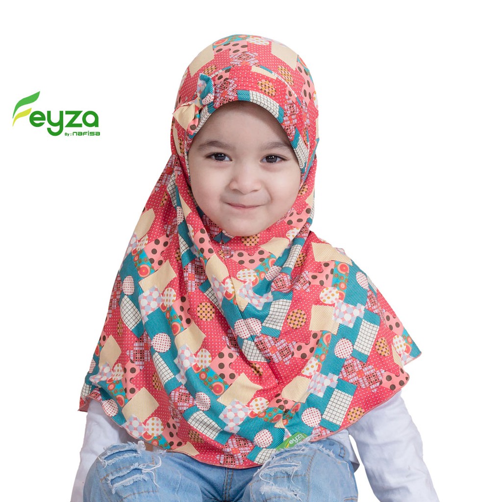 Jilbab Instan Anak Feyza Zalsa | Hijab Instan Anak Motif Kerudung Instan Bergo Motif Usia 1-3 Tahun