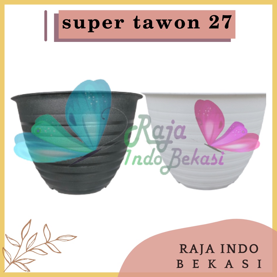 Pot Super Tawon 27 Cm Putih Hitam By Garden Of Love Tawon Pot 27CM - Pot Tawon Madu Jet Gusi 30 32CM