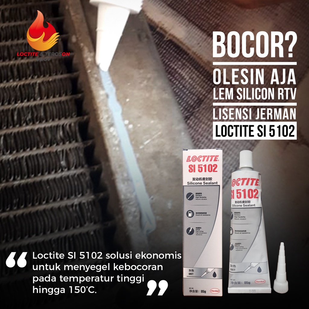 

LEM SILIKON GASKET RTV TAHAN PANAS UNTUK PAKING MESIN DAN RADIATOR LOCTITE SI 5102 JunDW