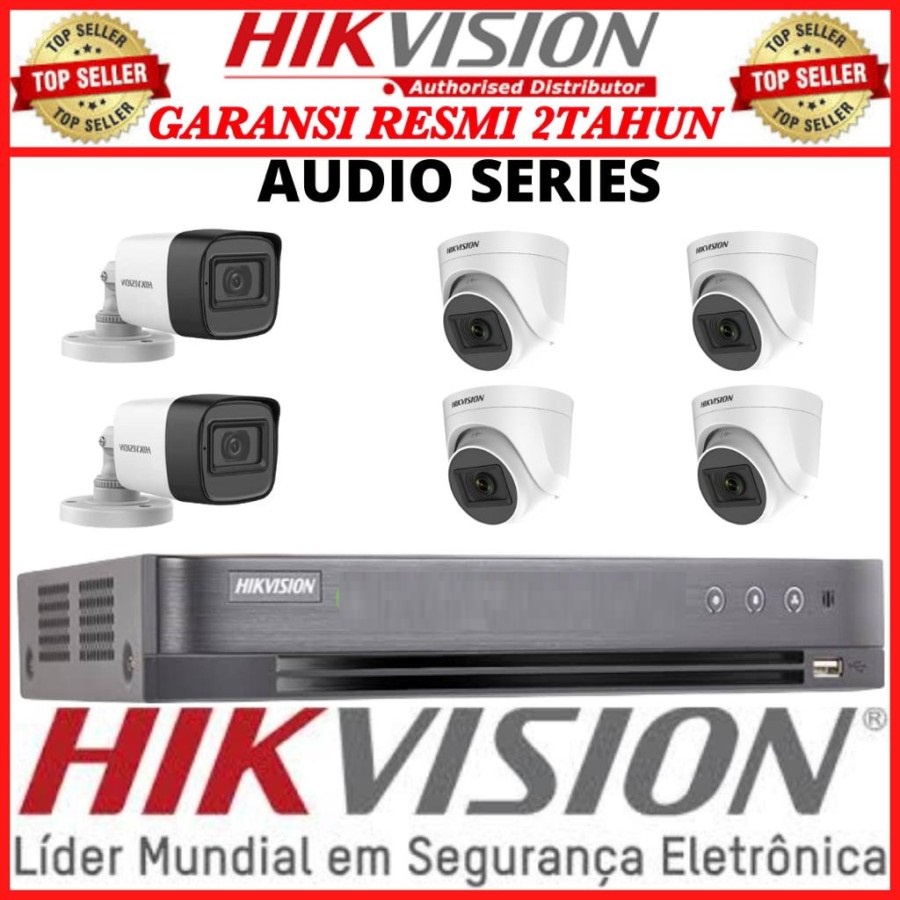 PAKET CCTV HIKVISION 2MP AUDIO SERIES 8 CHANNEL 6 KAMERA 1080P 2MP