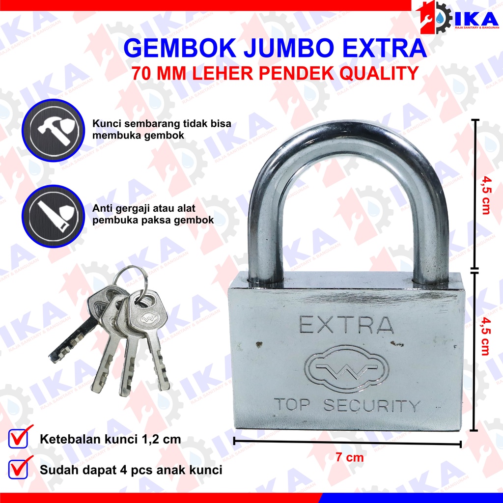 SALE!! Gembok BESAR EXTRA Leher Panjang dan pendek 60 70 mm KUAT TEBAL TERMURAH!