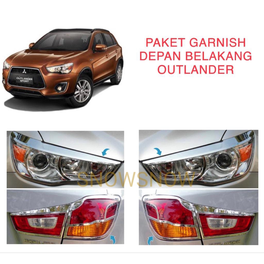 Paket Garnish Lampu Depan Belakang Mitsubishi Outlander Chrome