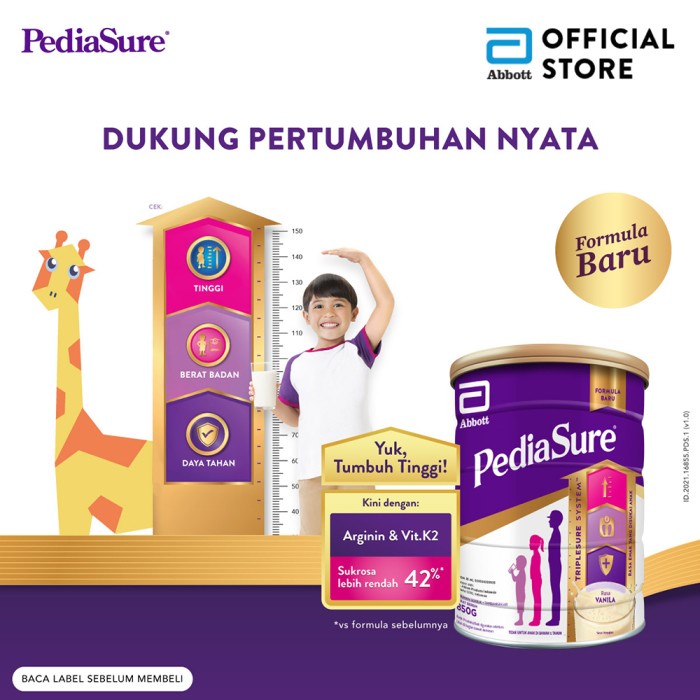 PEDIASURE TRIPLESURE  400 GR (1-10 TAHUN) SUSU FORMULA PERTUMBUHAN