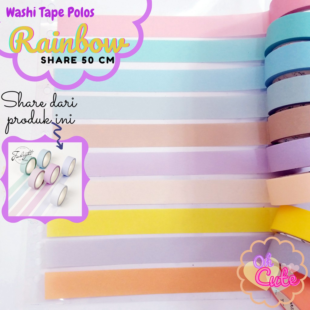 

SHARE 50 CM Washi Tape Polos Rainbow