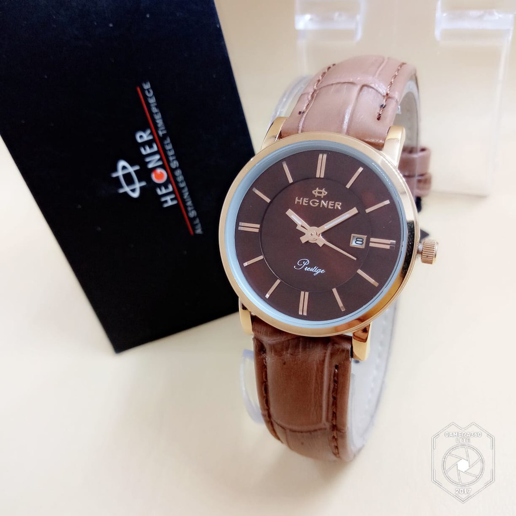 Hegner 403 - Jam Tangan Kasual Wanita Murah - Analog Quartz - Tali Kulit - Original
