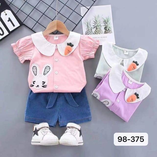 Setelan Levis kelinci Anak Perempuan Dress Baju Anak motif  IMPORT 100% PREMIUM Quality GROSIR 4 Pcs