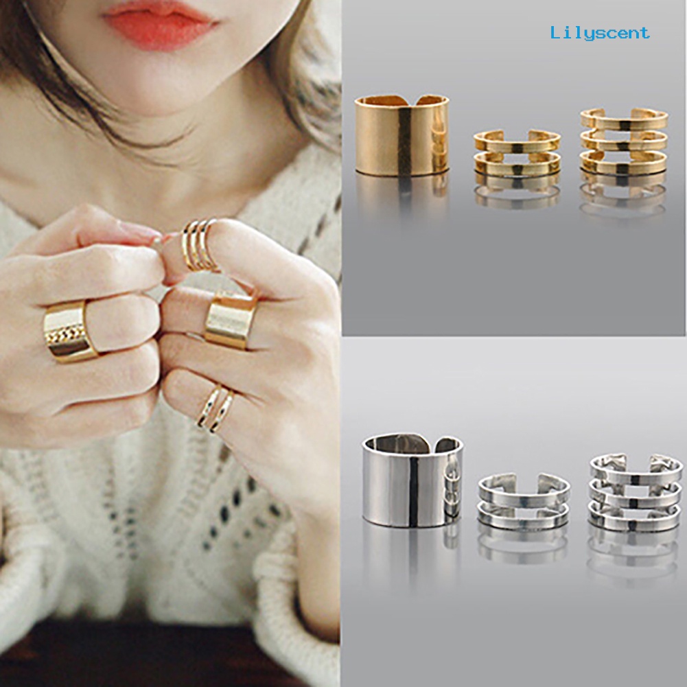 3pcs / Set Cincin Knuckle Midi Model Terbuka Untuk Hadiah Natal Charms