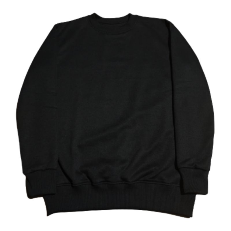 SWEATER CREWNECK POLOS TEBAL | UNISEX BASIC SWEATER POLOS PRIA WANITA (HITAM)