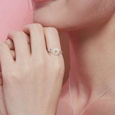 925 perak sterling untuk wanita cincin kreatif daisy fashion perhiasan