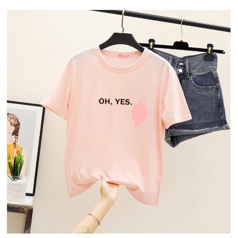 IvannaCollection Baju Kaos Wanita Oh Yes T Shirt Wanita Kasual Lengan Pendek Bahan Katun Size M-XL