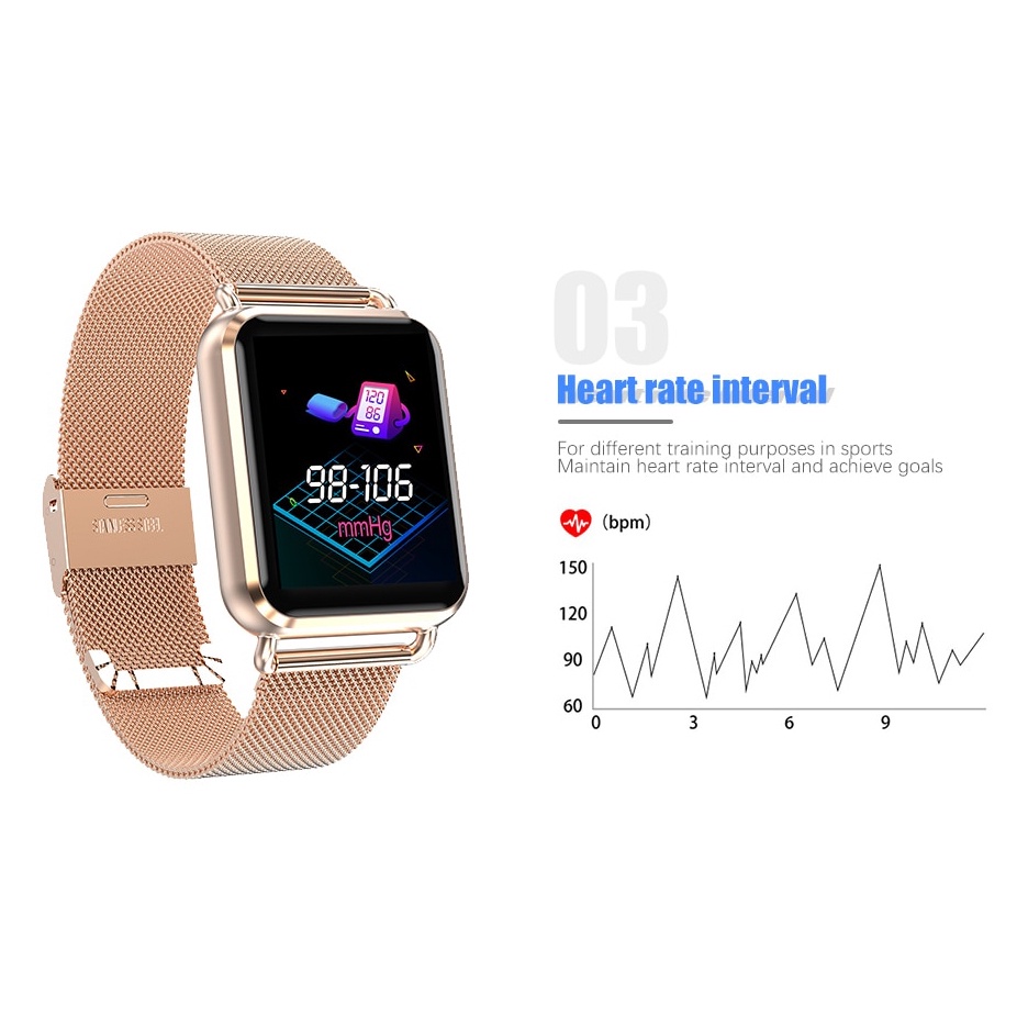 Smartwatch Q3 Sporty Fitness Tracker Android iOS - Metal Strap