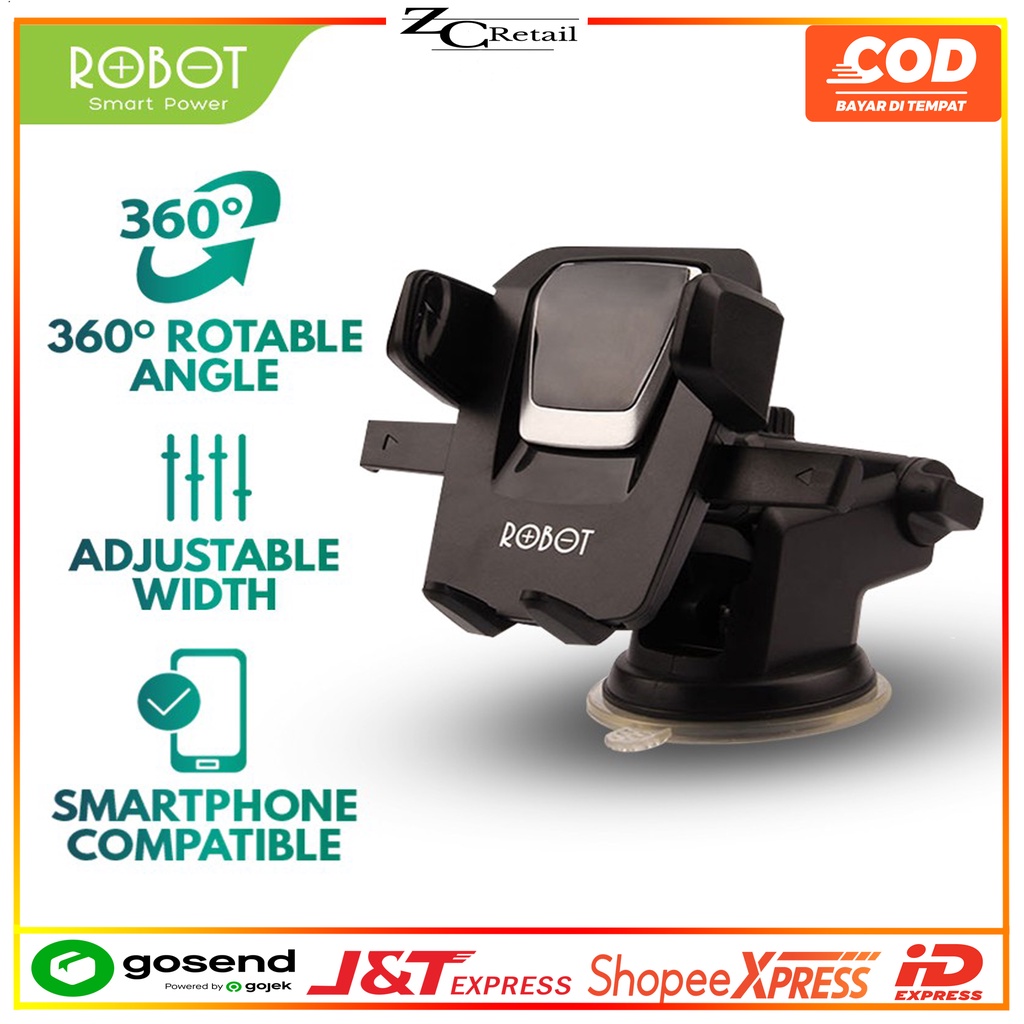 Dudukan Holder Stand Car Motor mobil Robot RT-CH03 RT CH03 360 Rotatable Stent Black Smartphone hp