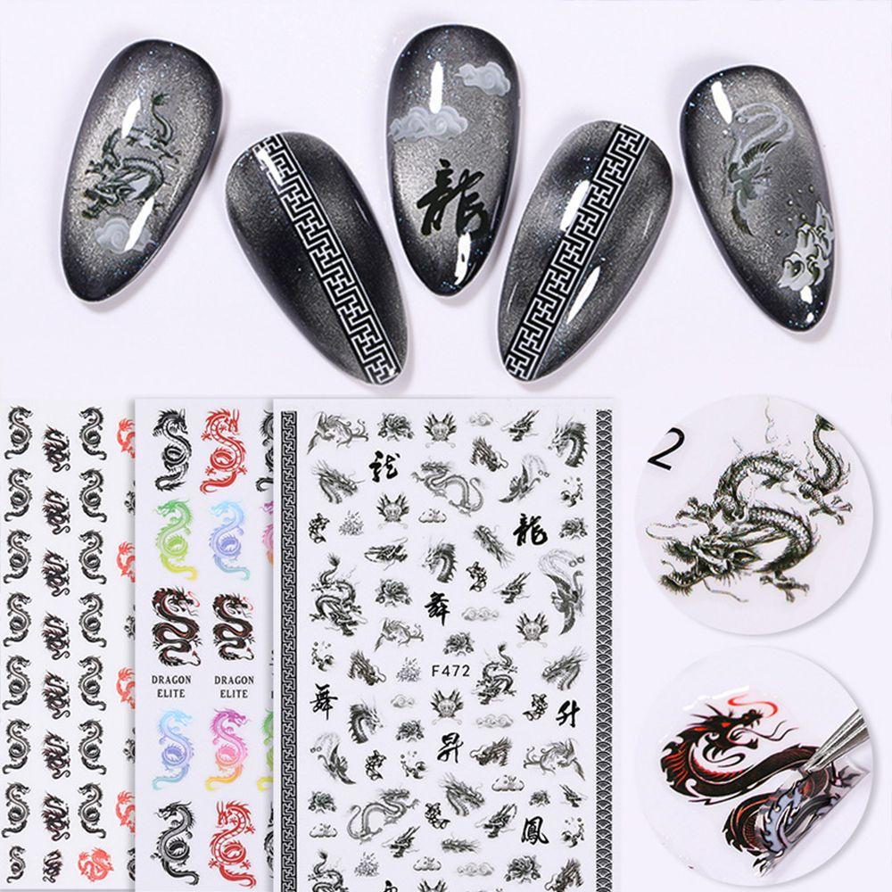 MXBEAUTY Self-adhesive Nail Decals Happiness Motif Naga Salon Kuku Nail Art Sliders DIY Stiker Kuku Manicuring Sticker