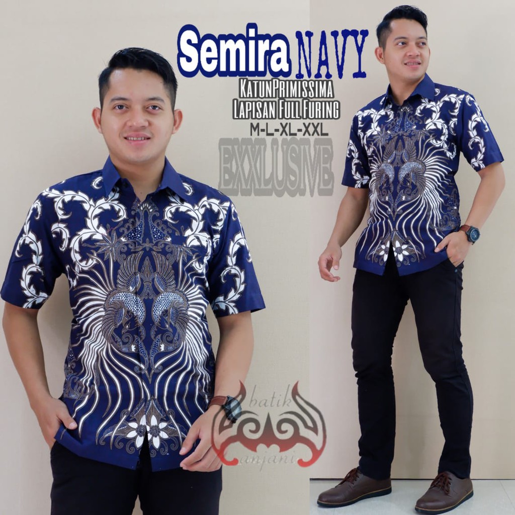 SEMIRA NAVY ANJANI KEMEJA BATIK PRIA SOLO LENGAN PENDEK LAPIS FURING ATASAN BATIK PREMIUM MODERN KERTOSONO PARANG SEKTI MANDHALA ANGGARA CITRA MAS KAMANDANU WISANGGENI YUDHISTIRA PERWIRA KOPI LASEM WEDANTA BATIK SOLO AMANAH BATIKSOLOAMANAH