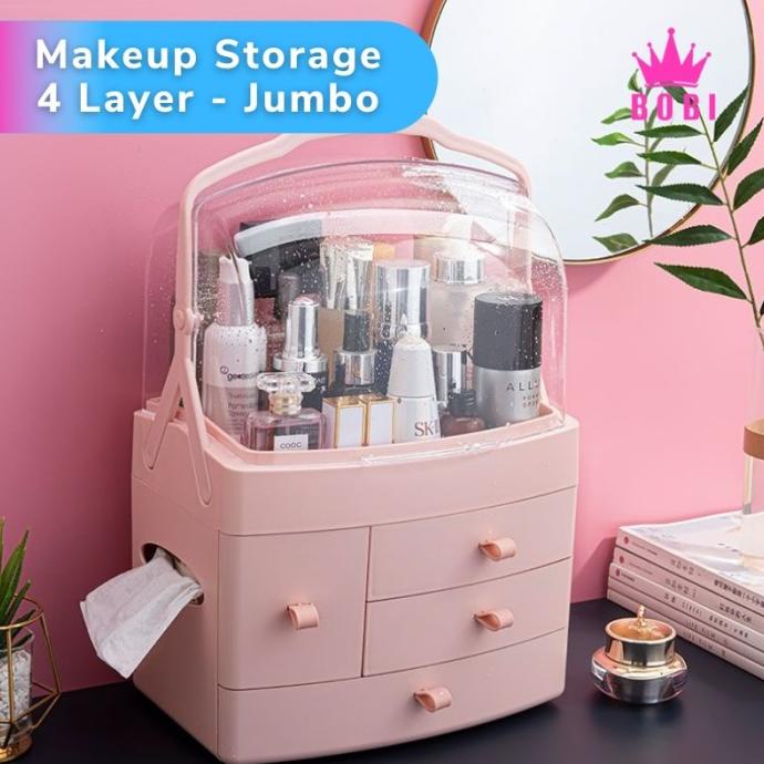 Rak kosmetik & Tisu 4 Susun Besar - Box Storage Makeup Cosmetic