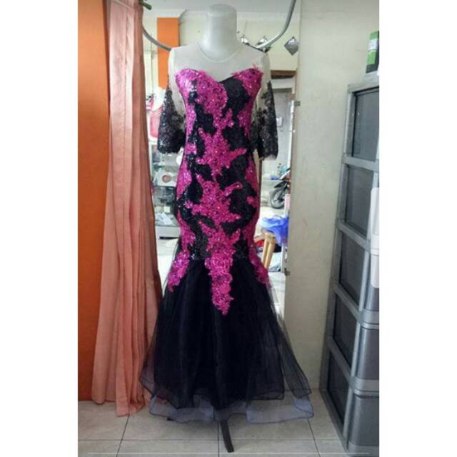 Duyung hitam pink baju penyanyi singer pesta party