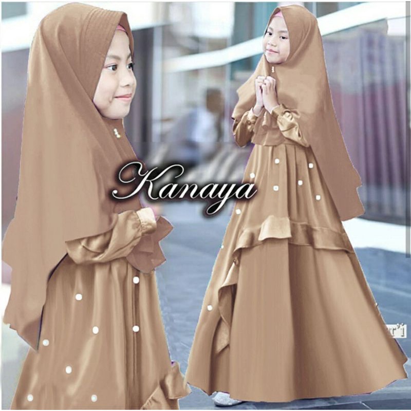 SYARI KANAYA KID MUTIARA, MOSCREPE, GAMIS HIJAB MUSLIM, MAXY DRESS