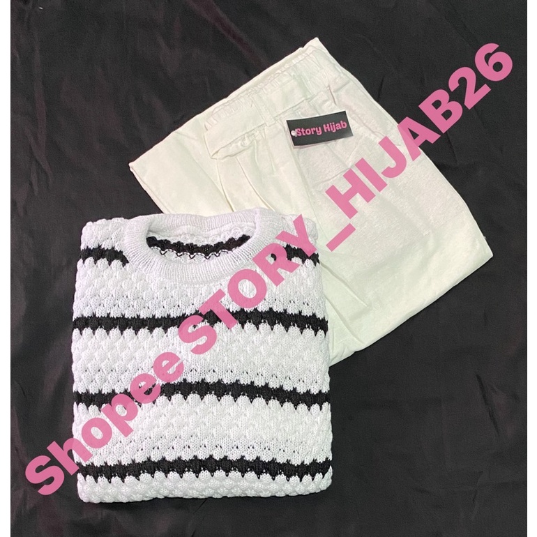 CHESSY SET + KESSIE SET  ( ATASAN + CELANA ) / BEST SELLER / BISA COD-White - white