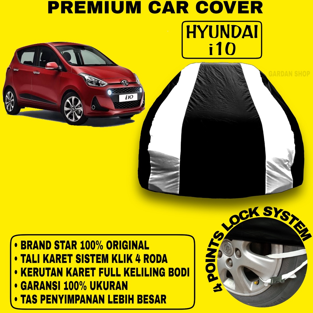 Body Cover HYUNDAI i10 Sarung Strip SILVER Penutup Pelindung Bodi Mobil Hyudai i10 PREMIUM Cover