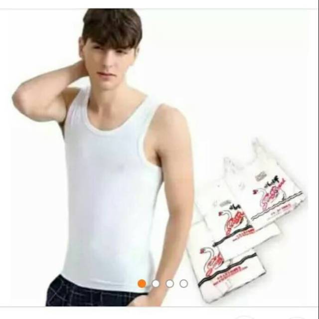 Kaos Singlet Pria Warna Putih Swan Brand-3