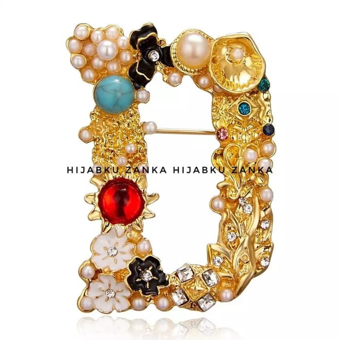 Brooch abjad D bros huruf inisial D