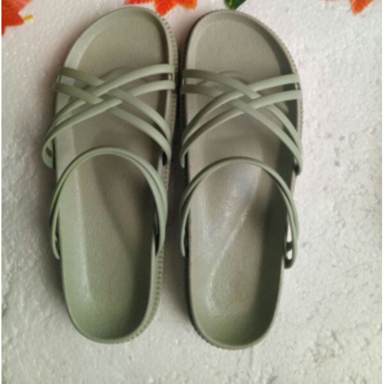 Sandal Jelly Niar Sandal Wanita Tali Karet Boloni Andin-Olive
